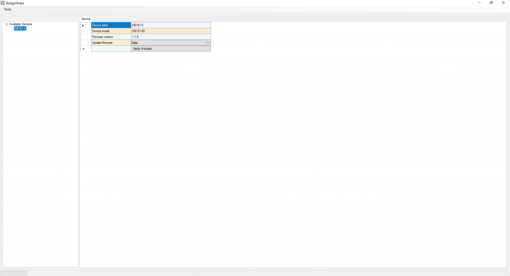 BadgerStripe network bootloader application user interface